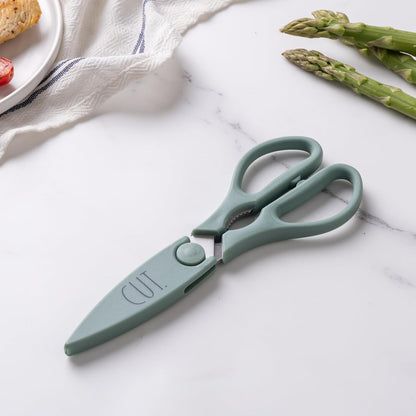 Kitchen Scissors- Stainless Steel Kitchen Shears, Cooking Scissors for Cutting Meat, Chicken, Herbs and Produce with Blade Cover and Soft Grip Handles (Brown)