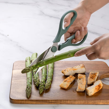 Kitchen Scissors- Stainless Steel Kitchen Shears, Cooking Scissors for Cutting Meat, Chicken, Herbs and Produce with Blade Cover and Soft Grip Handles (Brown)