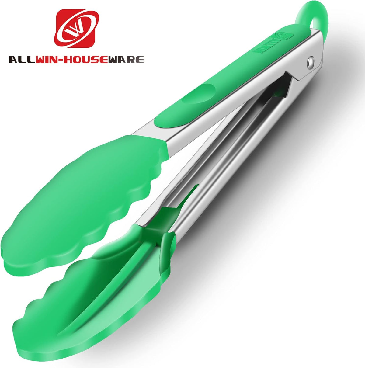 2 Pack Silicone Kitchen Tongs, 9 & 12 Inch, Stainless Steel, Black