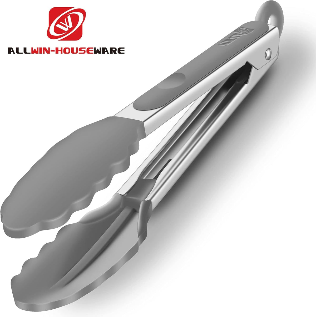2 Pack Silicone Kitchen Tongs, 9 & 12 Inch, Stainless Steel, Black