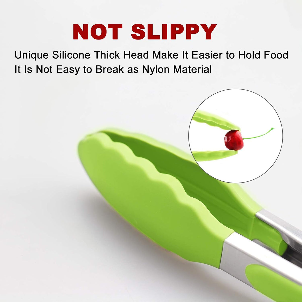 2 Pack Silicone Kitchen Tongs, 9 & 12 Inch, Stainless Steel, Black