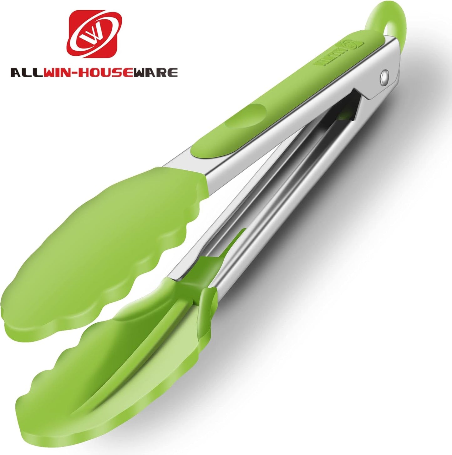 2 Pack Silicone Kitchen Tongs, 9 & 12 Inch, Stainless Steel, Black