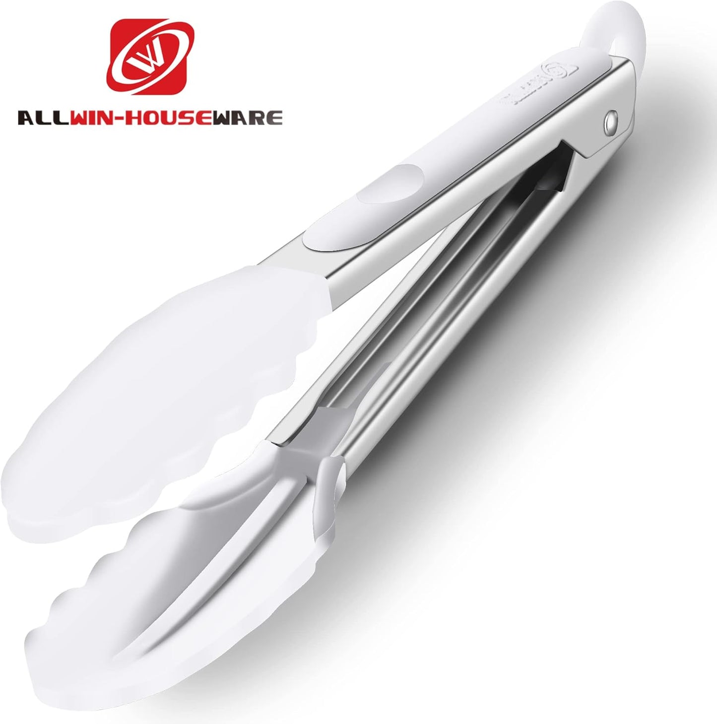 2 Pack Silicone Kitchen Tongs, 9 & 12 Inch, Stainless Steel, Black