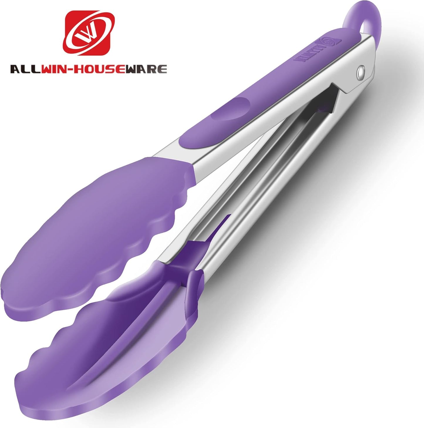 2 Pack Silicone Kitchen Tongs, 9 & 12 Inch, Stainless Steel, Black