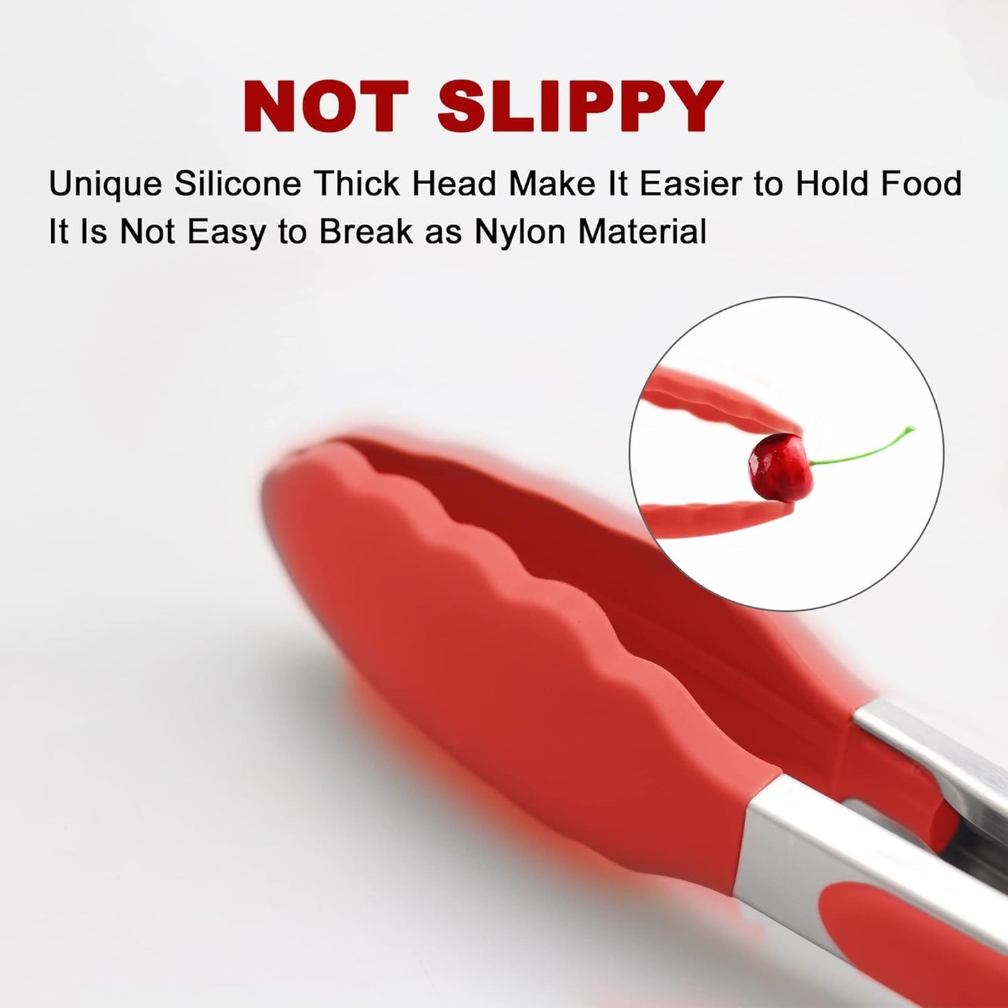 2 Pack Silicone Kitchen Tongs, 9 & 12 Inch, Stainless Steel, Black