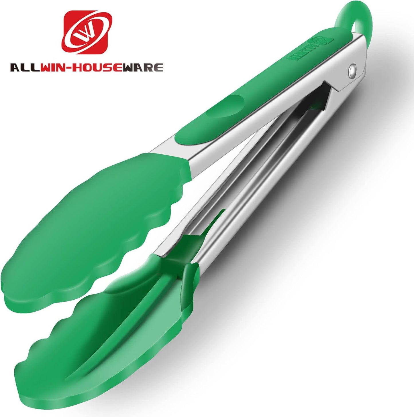 2 Pack Silicone Kitchen Tongs, 9 & 12 Inch, Stainless Steel, Black