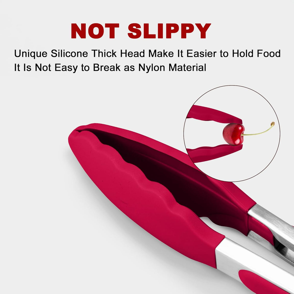 2 Pack Silicone Kitchen Tongs, 9 & 12 Inch, Stainless Steel, Black