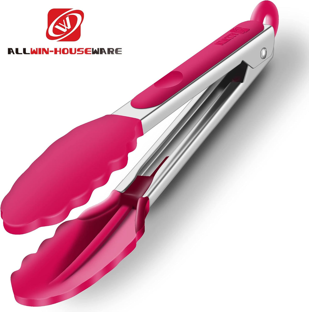 2 Pack Silicone Kitchen Tongs, 9 & 12 Inch, Stainless Steel, Black