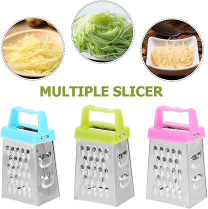 Mini Cheese Grater Stainless Steel Food Grater Box for Garlic Ginger Vegetables Hand with Non-Slip Handle Compact Kitchen for Home Travel Kids Parties
