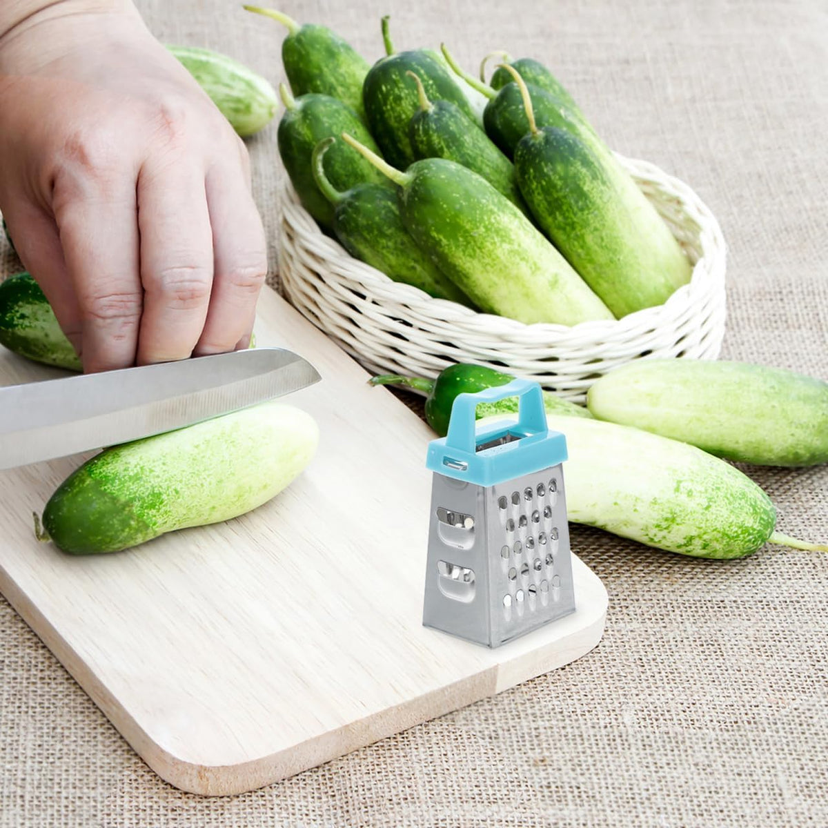Mini Cheese Grater Stainless Steel Food Grater Box for Garlic Ginger Vegetables Hand with Non-Slip Handle Compact Kitchen for Home Travel Kids Parties