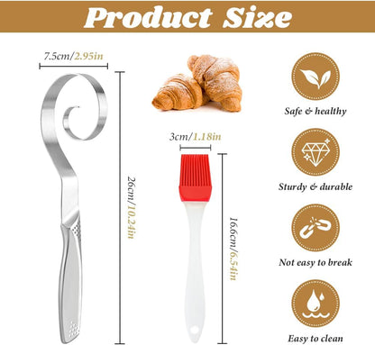 10" Stainless Steel Danish Dough Whisk for Sourdough Pastry Batter | Stainless Steel,Dishwasher Safe,Dutch Bread Mixing Tool ,with Silicone basting brush