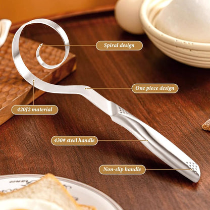 10" Stainless Steel Danish Dough Whisk for Sourdough Pastry Batter | Stainless Steel,Dishwasher Safe,Dutch Bread Mixing Tool ,with Silicone basting brush