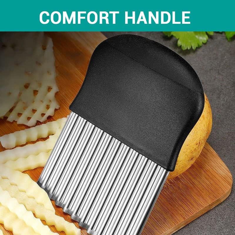 Large Crinkle Cutter - Potato Slicer Wave Chopper - Stainless Steel Wave Cutter for French Fry, Vegetable and Fruit (1 Pack)