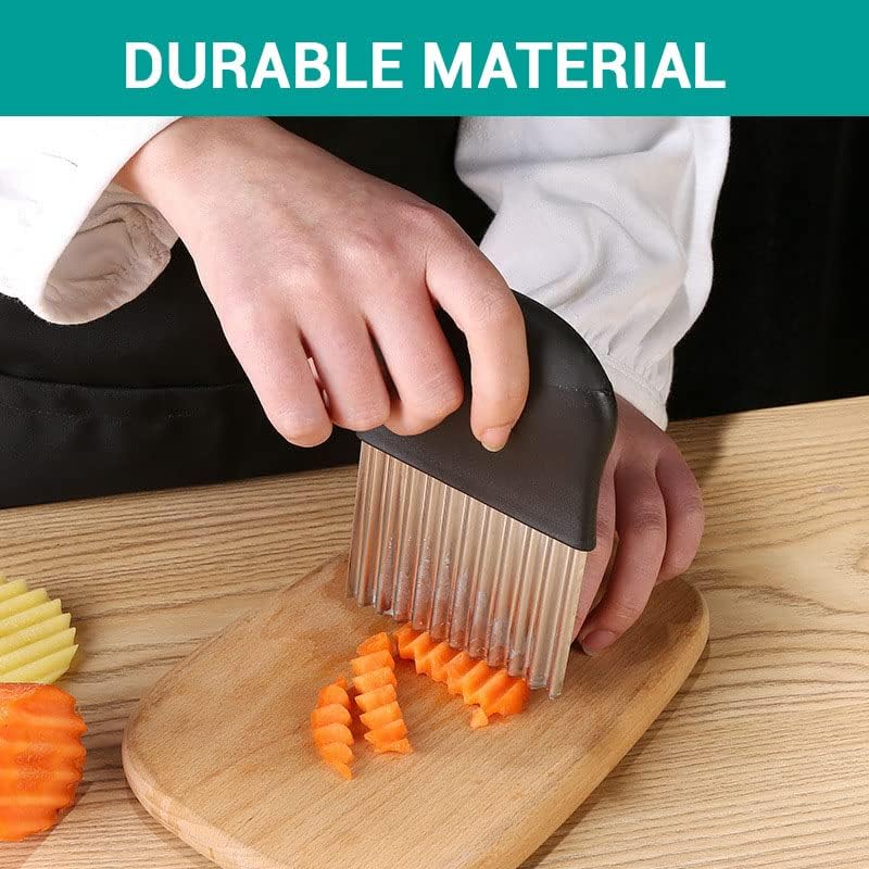 Large Crinkle Cutter - Potato Slicer Wave Chopper - Stainless Steel Wave Cutter for French Fry, Vegetable and Fruit (1 Pack)
