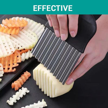 Large Crinkle Cutter - Potato Slicer Wave Chopper - Stainless Steel Wave Cutter for French Fry, Vegetable and Fruit (1 Pack)