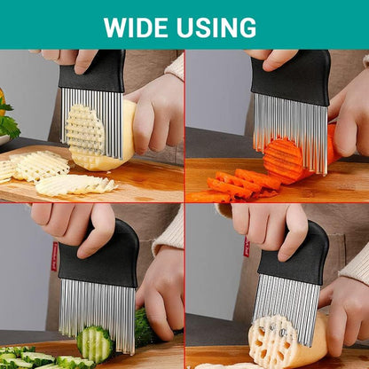 Large Crinkle Cutter - Potato Slicer Wave Chopper - Stainless Steel Wave Cutter for French Fry, Vegetable and Fruit (1 Pack)