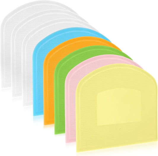 8Pcs Dough Cutter Bench Scraper for Baking, Flexible Dough Scraper Food-safe Plastic Dough Scraper Tool for Bread Cake Dough Fondant Icing