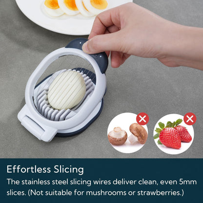 Replaceable Egg Slicer with Stainless Steel Wires, Egg Cutter for Hard-Boiled Eggs, Dual-Direction Cutting, Heavy-Duty Egg Dicer, Non-Slip Base & Handle, Dishwasher Safe