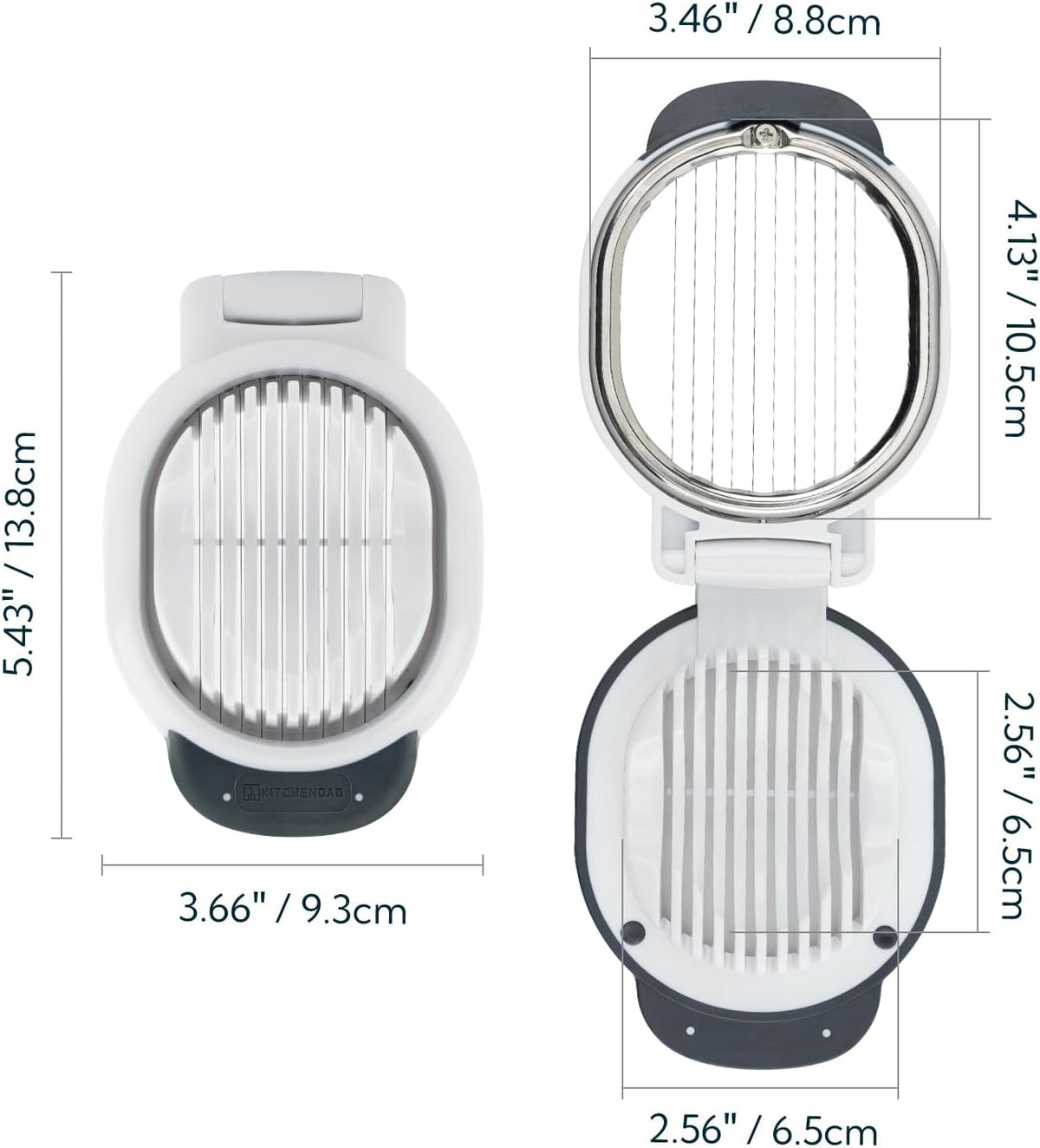 Replaceable Egg Slicer with Stainless Steel Wires, Egg Cutter for Hard-Boiled Eggs, Dual-Direction Cutting, Heavy-Duty Egg Dicer, Non-Slip Base & Handle, Dishwasher Safe