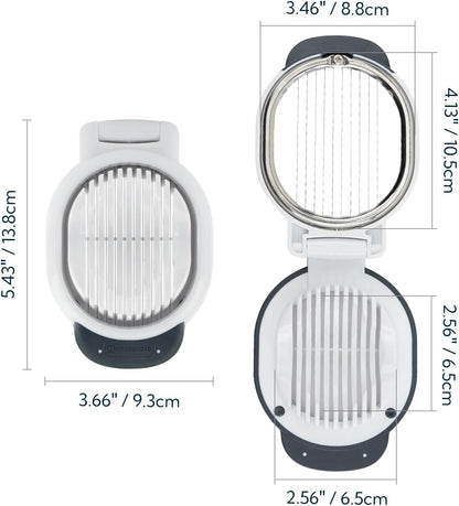 Replaceable Egg Slicer with Stainless Steel Wires, Egg Cutter for Hard-Boiled Eggs, Dual-Direction Cutting, Heavy-Duty Egg Dicer, Non-Slip Base & Handle, Dishwasher Safe