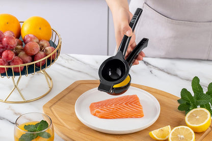 Manual Citrus Press Juicer – Metal Lemon Juicer and Citrus Squeezer – Handheld Juicer for Lemons, Limes, Tangerines and More (Black)