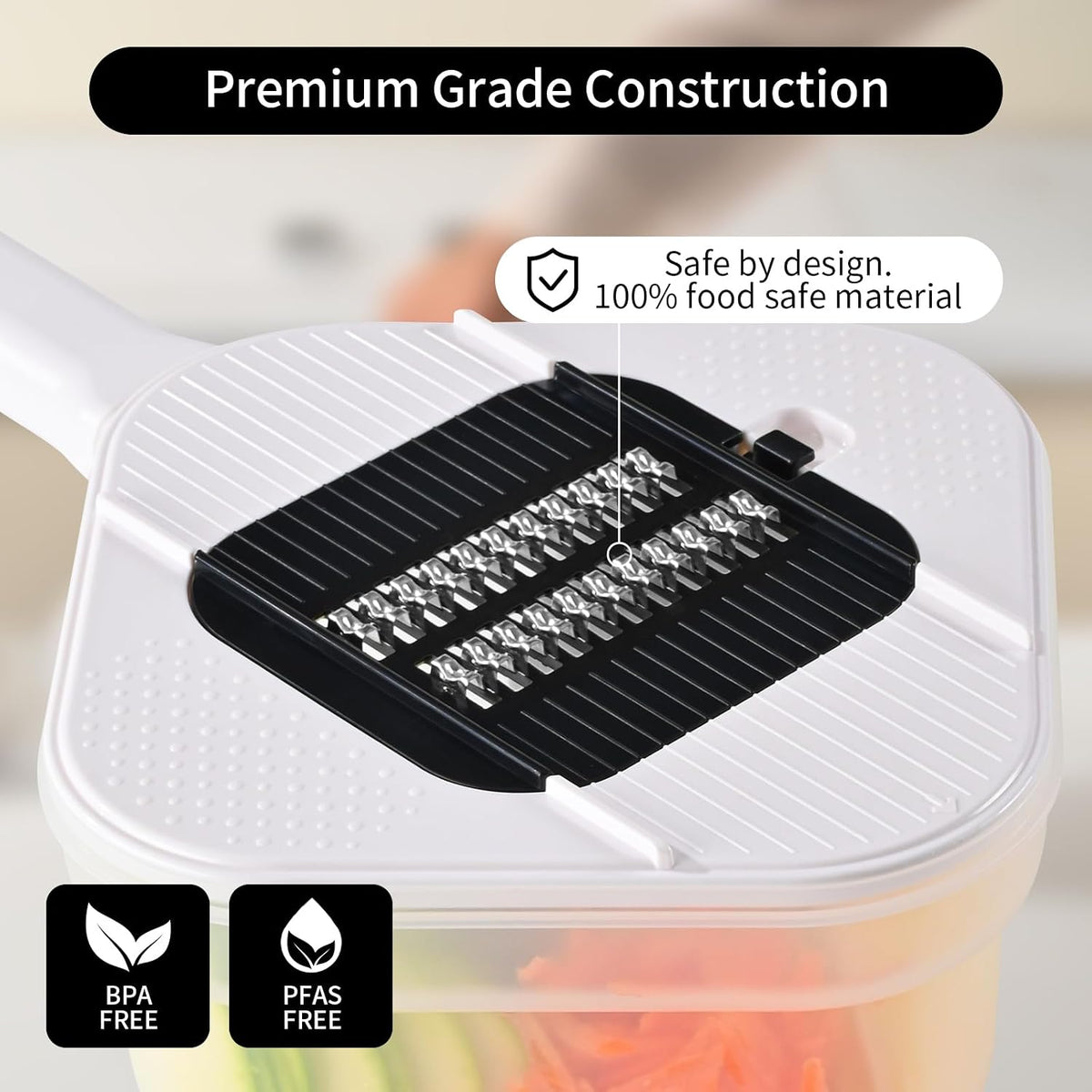 11-in-1 Vegetable Chopper 420 Food-Grade Stainless Steel Blades, 7.2 Cup Container with Colander, BPA & PFAS Free, Dishwasher Safe