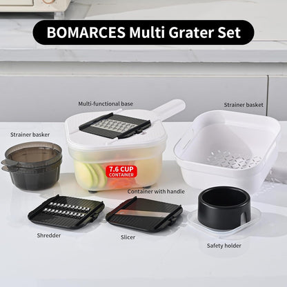 11-in-1 Vegetable Chopper 420 Food-Grade Stainless Steel Blades, 7.2 Cup Container with Colander, BPA & PFAS Free, Dishwasher Safe