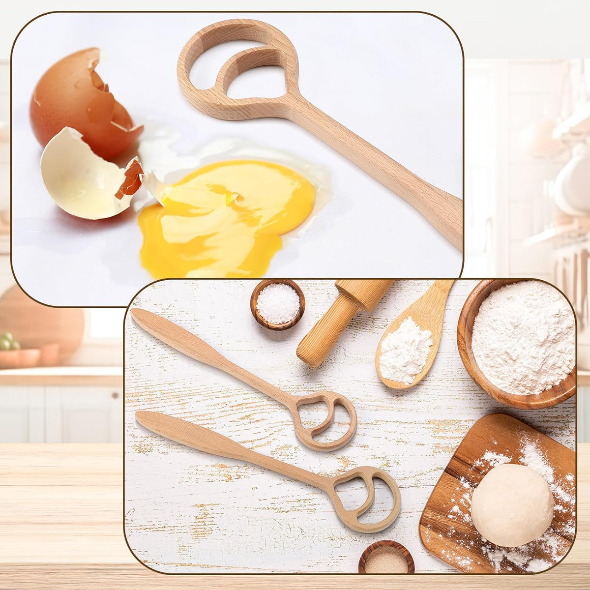 2 Pack 13'' Wooden Danish Dough Whisk for Sourdough Bread Egg