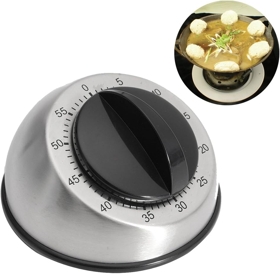 Mechanical Kitchen Timer 60-Minute, Stainless Steel 2.5-Inch Dial