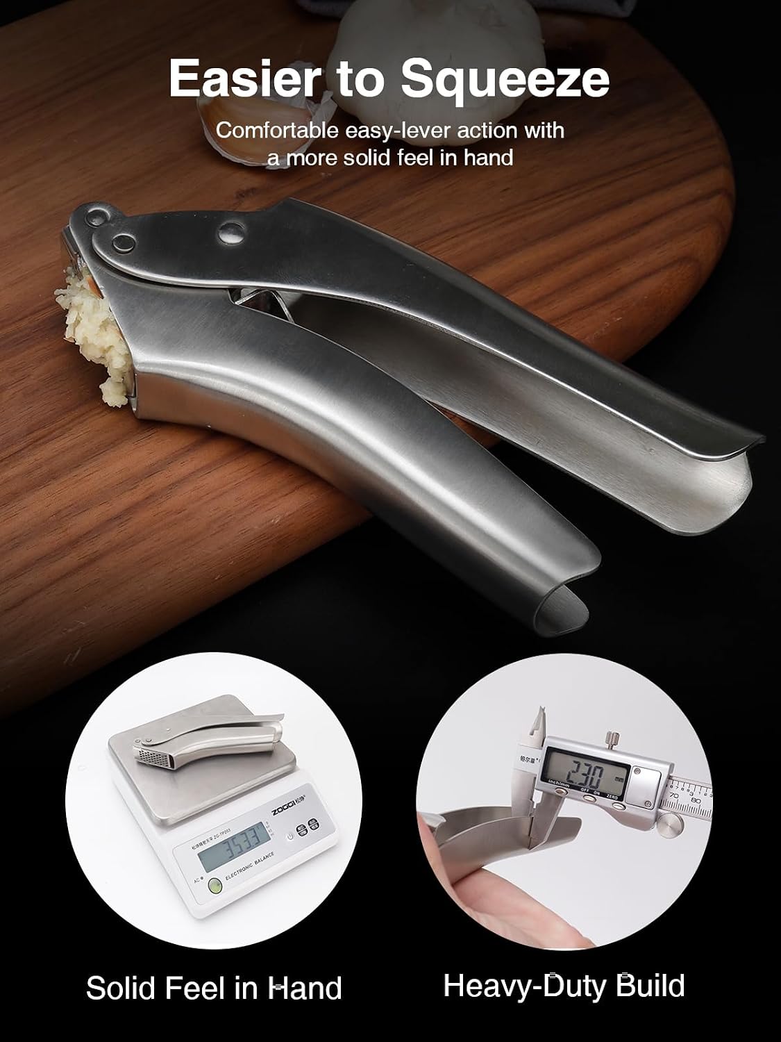 Garlic Press, No-Peel Garlic Crusher with 270° Flip for Easy Cleaning