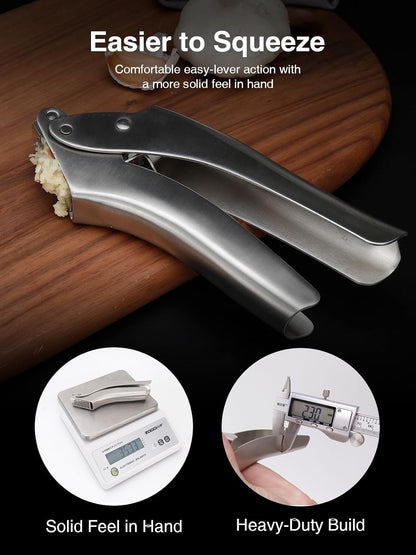 Garlic Press, No-Peel Garlic Crusher with 270° Flip for Easy Cleaning