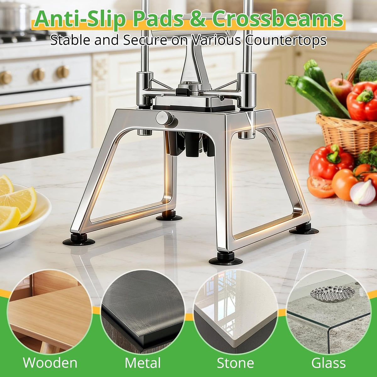 Commercial Vegetable Chopper & Fry Cutter, 3-Blade Manual Dicer
