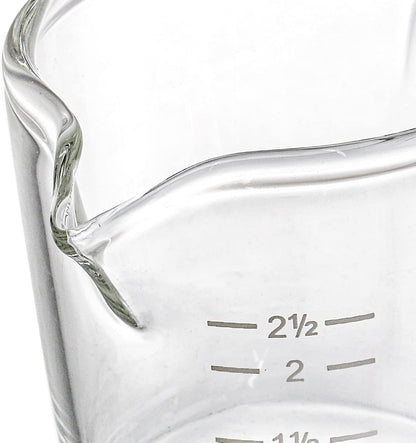 4 Pack Double Spouts Measuring Cups Espresso Shot Glass with Handle, 2.5 Oz Mini Milk Triple Pitcher Barista Clear Graduated Cups for Coffee, Wine, Bar, Party