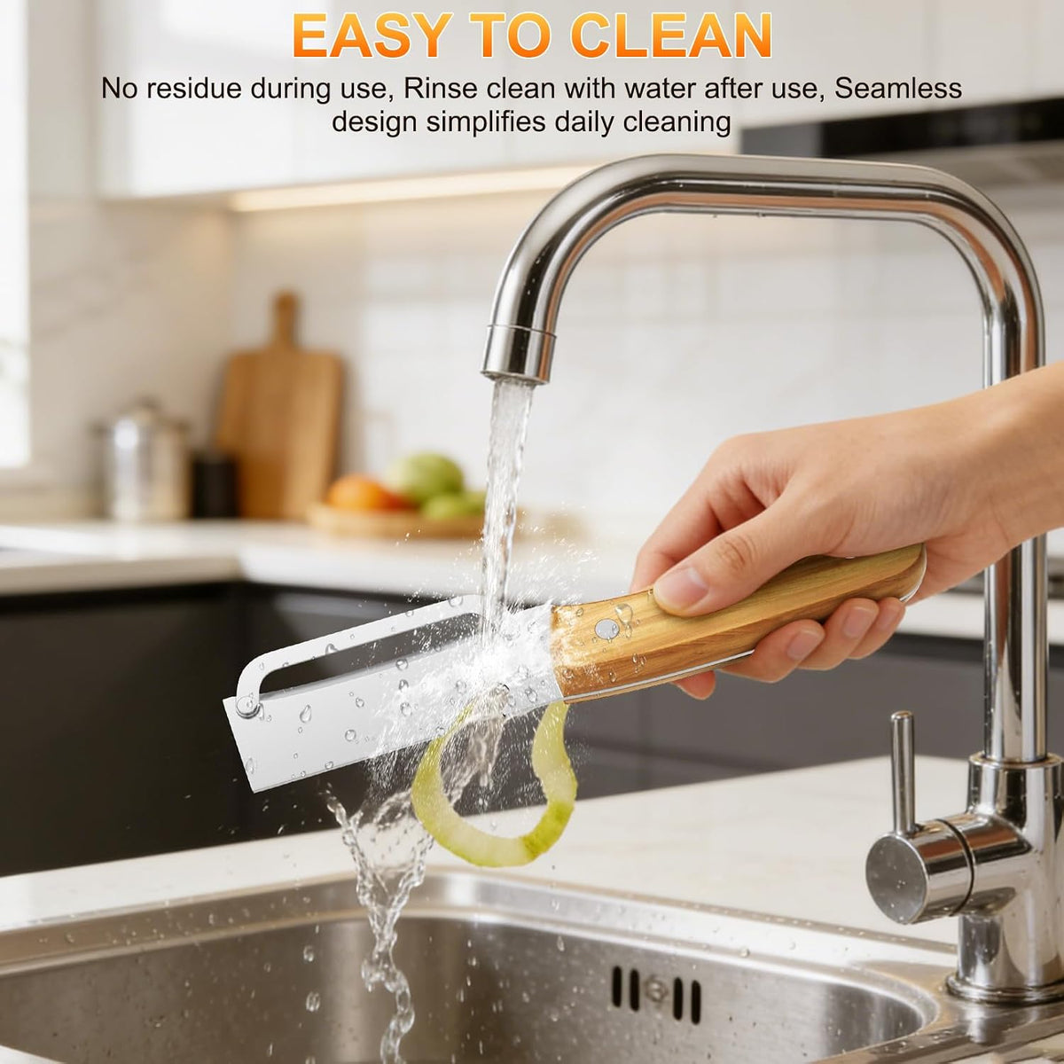 Multi-Functional Vegetable Peeler with Wooden Handle and Bottle Opener,Ultra-Sharp Stainless Steel Blade Kitchen Tool for Fruit Apple Potato Pumpkin Papaya