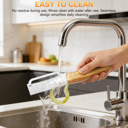 Multi-Functional Vegetable Peeler with Wooden Handle and Bottle Opener,Ultra-Sharp Stainless Steel Blade Kitchen Tool for Fruit Apple Potato Pumpkin Papaya