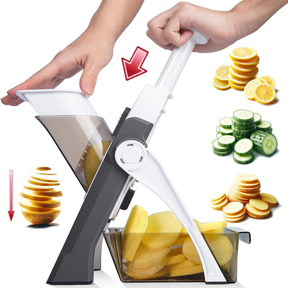 Safe Mandoline Slicer, Vegetable Slicer Potato Slicer, Gray
