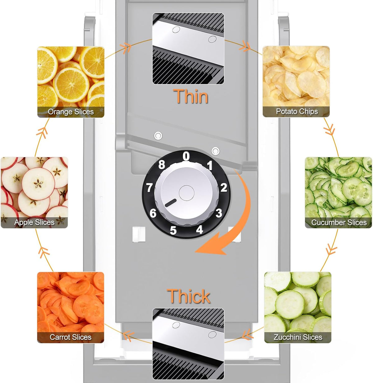 Safe Mandoline Slicer, Vegetable Slicer Potato Slicer, Gray
