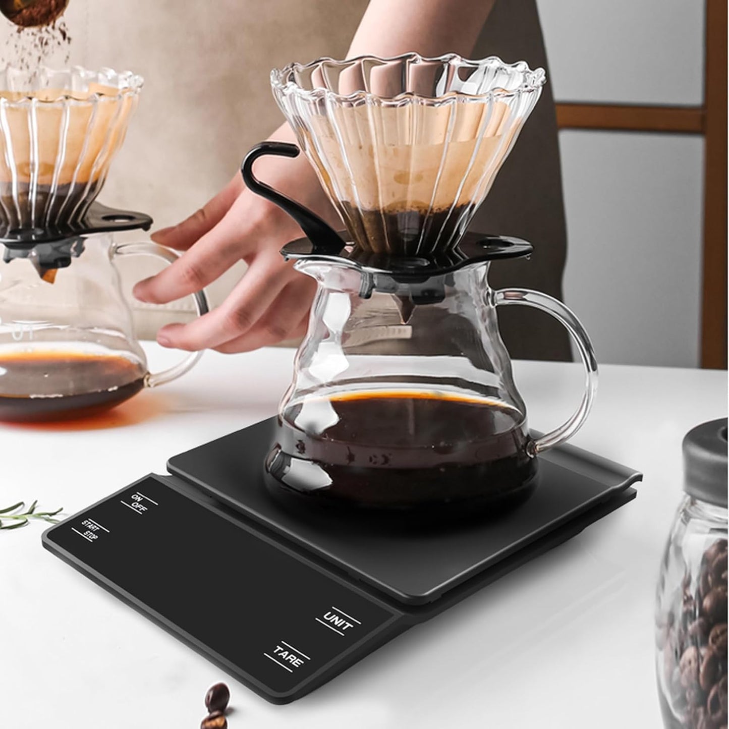 Digital Coffee Scale with Timer, 3kg/0.1g High Precision Espresso Scale, Tare Function, 99‘59“ Max Count-Up, 3 Units (g/oz/ml), Battery Powered, Waterproof, Backlit LED for Pour Over & Espresso