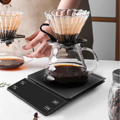 Digital Coffee Scale with Timer, 3kg/0.1g High Precision Espresso Scale, Tare Function, 99‘59“ Max Count-Up, 3 Units (g/oz/ml), Battery Powered, Waterproof, Backlit LED for Pour Over & Espresso