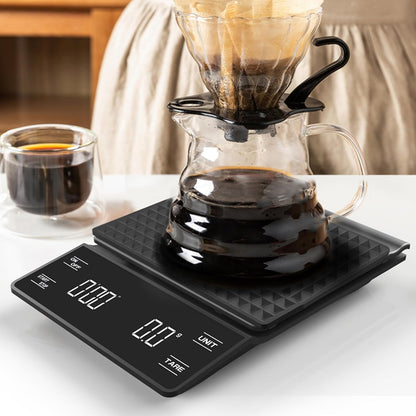 Digital Coffee Scale with Timer, 3kg/0.1g High Precision Espresso Scale, Tare Function, 99‘59“ Max Count-Up, 3 Units (g/oz/ml), Battery Powered, Waterproof, Backlit LED for Pour Over & Espresso