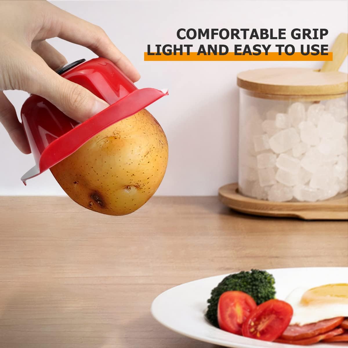 DOERDO Food Safety Holder for Mandolin Slicer Food Slicer Cutter Finger Guard Vegetable Cutting Finger Protector, Red, 4.8 * 3.5 Inch