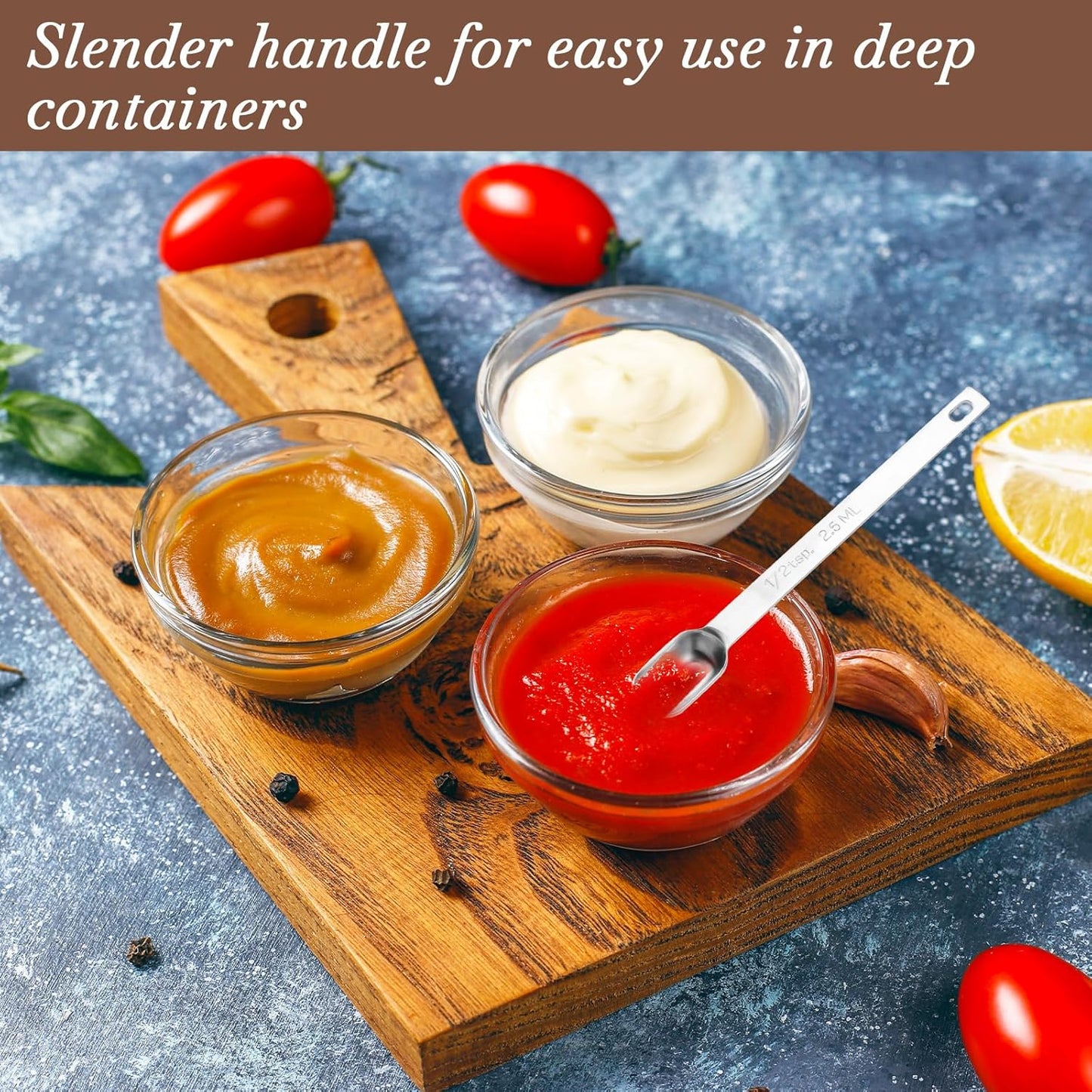 2PCS 1/2 Teaspoon Stainless Steel Single Measuring Spoon 2.5 ml Teaspoon Rectangular Individual Measuring Spoons (1/2Tsp | 2.5 ML | 2.5 cc | 1/2 Tablespoon)