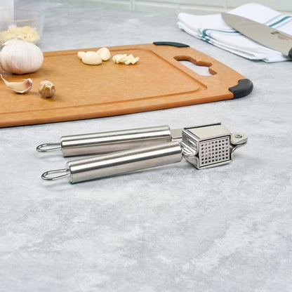 Stainless Steel Garlic Press - German Standard Garlic Mincer Tool Easy to Squeeze and Clean, Dishwasher Safe - Heavy Duty Garlic Chopper Tool for Ginger, Seeds