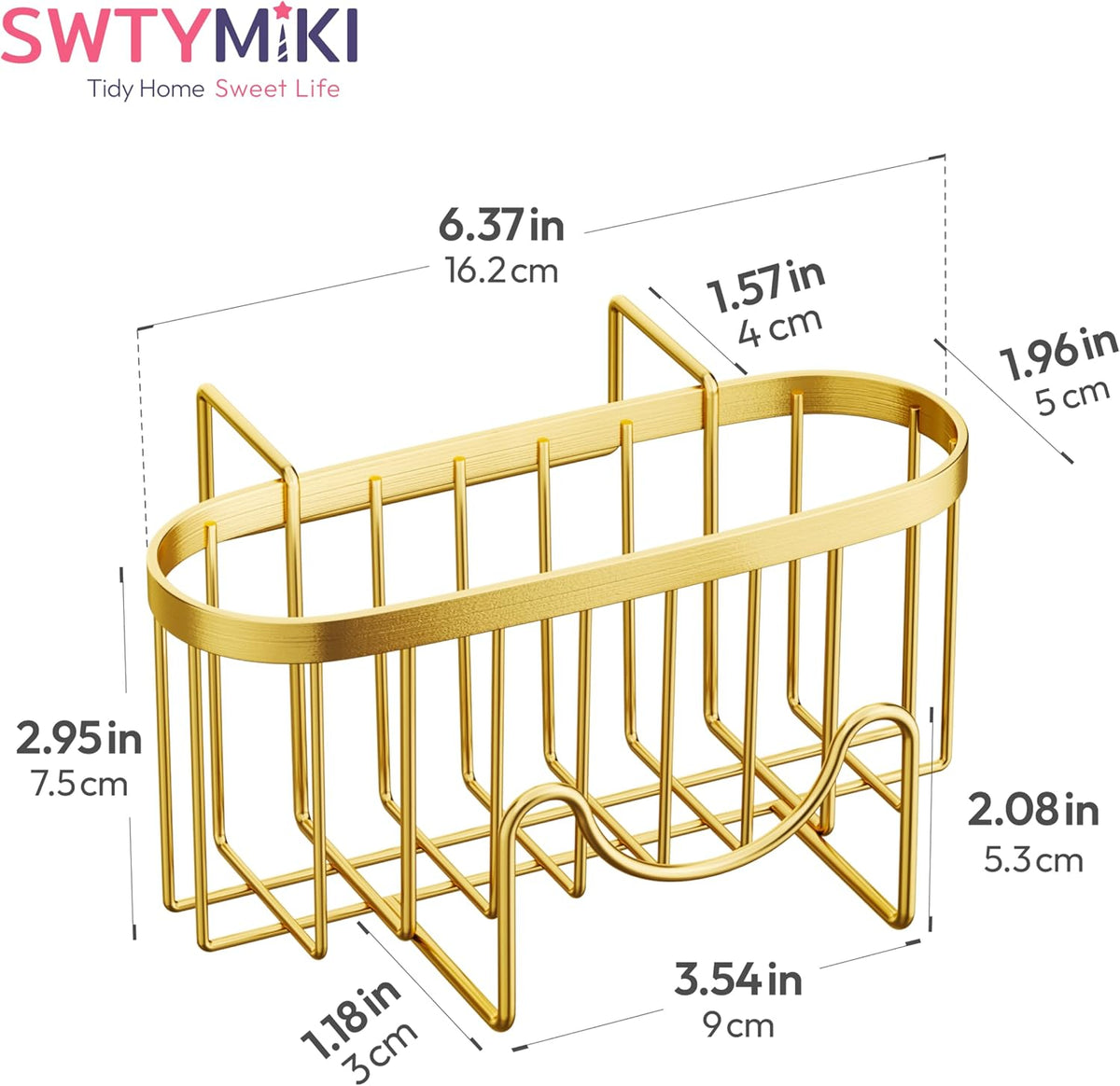 SWTYMIKI Sponge Holder for Kitchen Sink - Movable Kitchen Sink Caddy with M Shape Hook, Stainless Steel Hanging Sponges Caddy Organizer in Double Bowl Sinks Depth>3.15in, Middle Divider<1.5in, Black