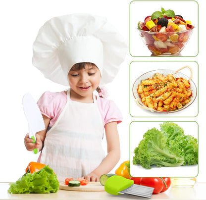 Montessori Kitchen Tools,6Pieces Knives for Kids Nylon Kids Safe Cooking Knives Serrated Edges,Y Peeler For Cooking and Cutting Fruit,Suitable for Children and Beginners