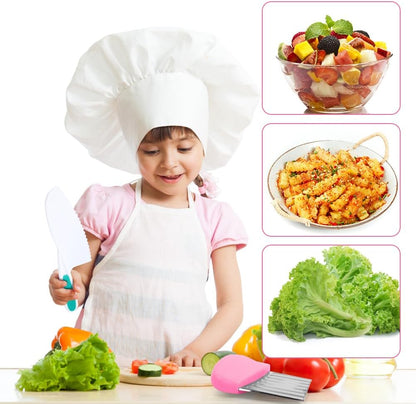 Montessori Kitchen Tools,6Pieces Knives for Kids Nylon Kids Safe Cooking Knives Serrated Edges,Y Peeler For Cooking and Cutting Fruit,Suitable for Children and Beginners