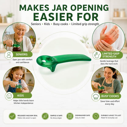 Original Easy Jar Key Opener, Frosted Green, Vacuum-Seal Release Tool For Stubborn Lids, Arthritis And Carpal Tunnel Aid