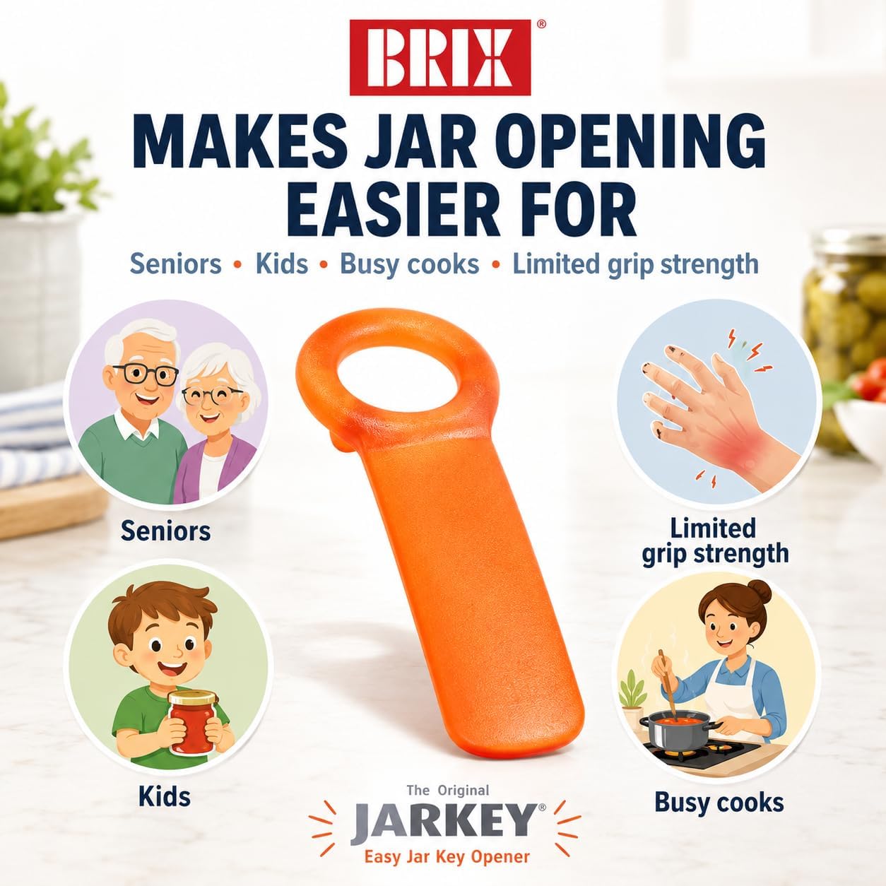 Original Easy Jar Key Opener, Frosted Green, Vacuum-Seal Release Tool For Stubborn Lids, Arthritis And Carpal Tunnel Aid