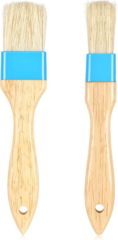 Food Brushes Heat Resistant Wooden Handle Pastry Brushes for Baking BBQ Brush Pastry Basting Brush for Cooking Butter Egg Wash Glazing Oil Sauce (1/1.5-2PCS)