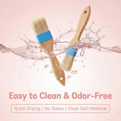 Food Brushes Heat Resistant Wooden Handle Pastry Brushes for Baking BBQ Brush Pastry Basting Brush for Cooking Butter Egg Wash Glazing Oil Sauce (1/1.5-2PCS)
